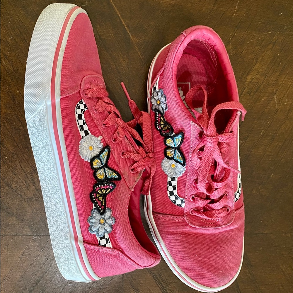 Vans Girls Pink Floral Tennis Shoes